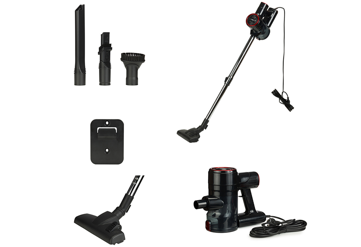 Παρουσιάζονται όλα τα εξαρτήματα της σκούπας.